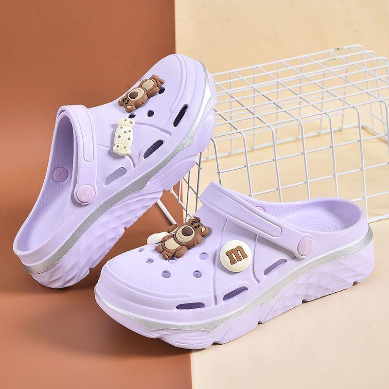 

Босоножки на платформе-маффине летние корейская версия шлепанцы для улицы нескользящие пляжные сумка на голову половина тапочки прилив 39/40