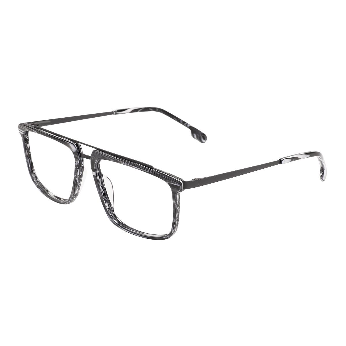 

Vintage Men and Women Full Rim Square Double Bridge Large Acetate Metal Glasses Frame For Optical Prescription Lenses серый