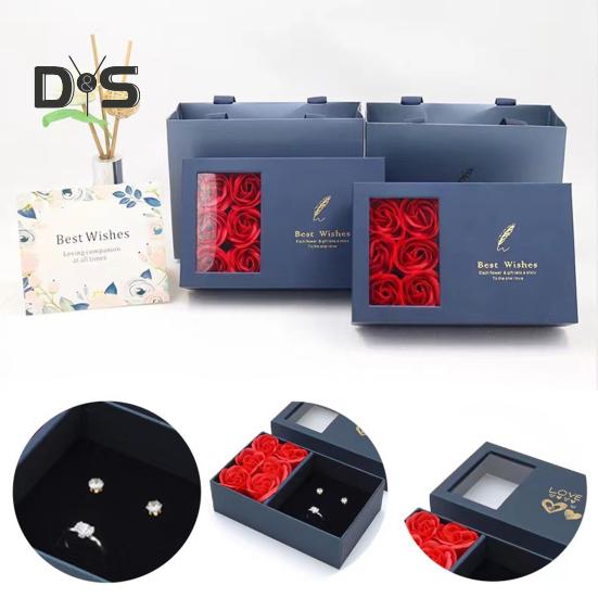 Eternal Roses Gaveeske Bevarte Blomster Smykkeskrin for kvinner Kone Mamma Bursdag Morsdag Valentinsdag Julegave