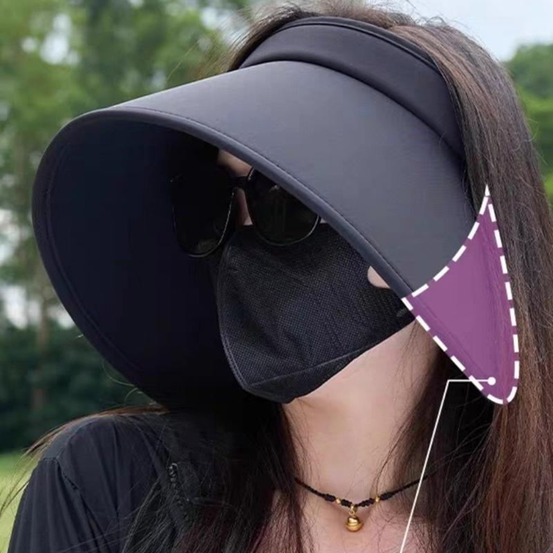 Outdoor Sun Protective Hat for Women Breathable Hollow Top Design Wide Brims Hat for Various Activity Fishing Cycling