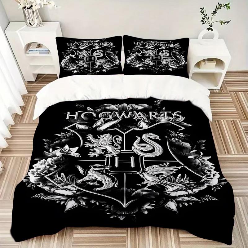 3pcs Hogwarts Crest Comforter Set - Four Seasons Home High,Machine Washable Bedspread with Pillowcases (No Filling) Yy250909060
