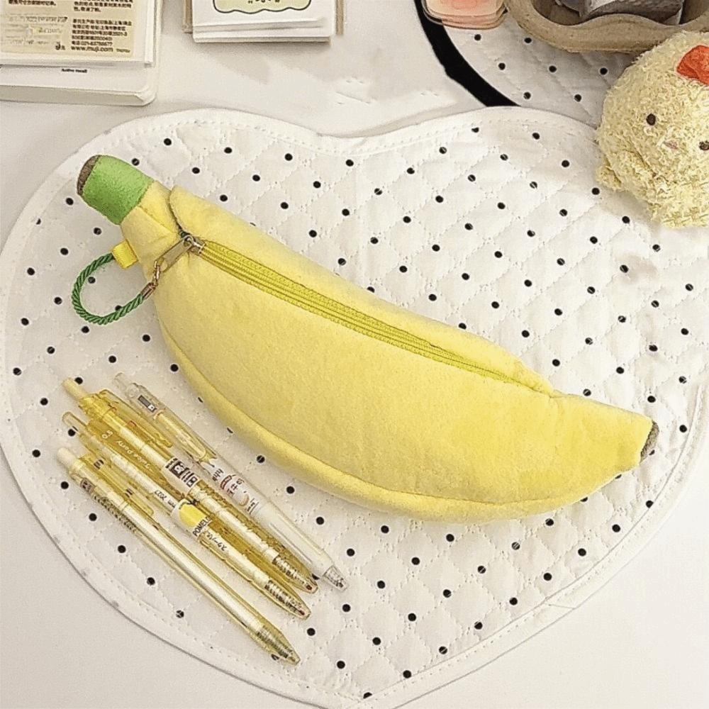 Print Banana Shape Pencil Case Desktop Storage Large Capacity Korean Style Pen Bag Stationery Storage Cute Pencil Pouch
