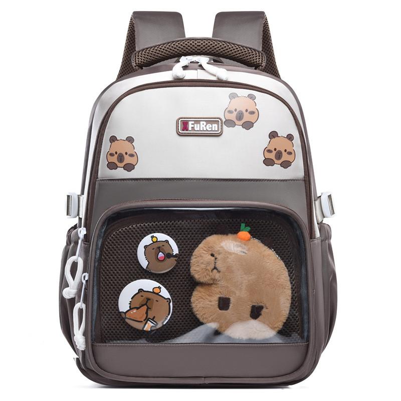 Capybara Animal Pattern School Bag With Durable Oxford Material And Ergonomic Design For Boys And Girls
