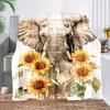 1pc Elephant & Sunflower Print Flannel Throw Blanket - Soft, Cozy, Tear-Resistant, All-Season Decor for Couch, Bed, Office, or C