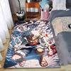 Anime-Inspired Carpet with White-Haired Warrior and Fiery Aura Design Suitable for Use As an Anti-slip for Living Room Bedroom Sofas