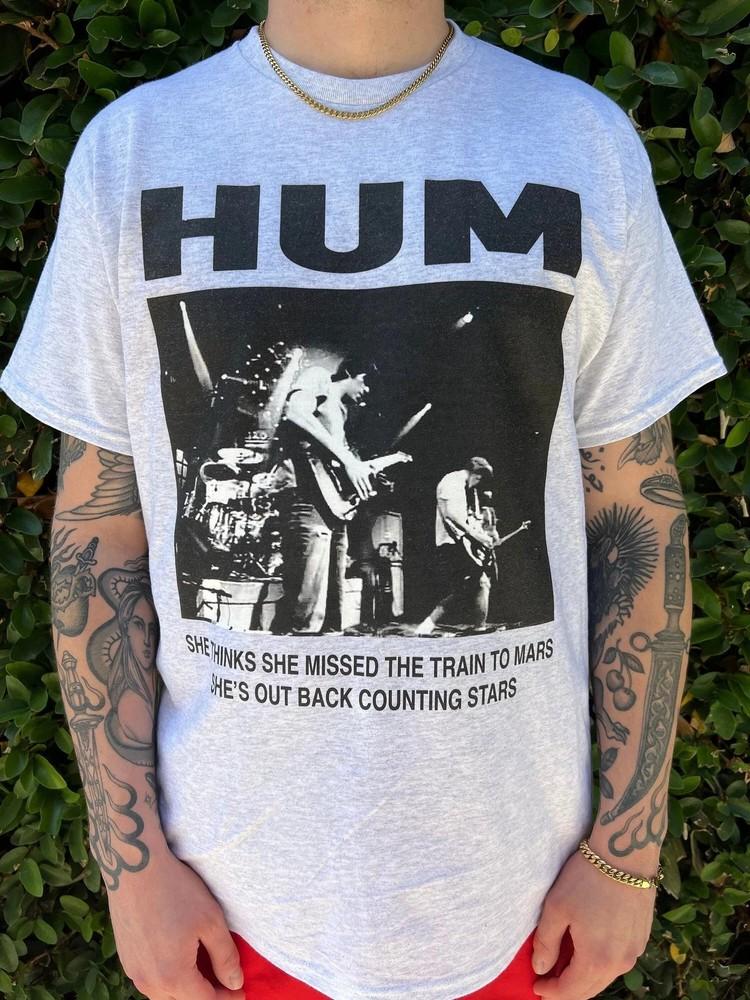 Remake HUM band rare design Ash T shirt Classic style tee Reprint Unisex T-Shirt XL