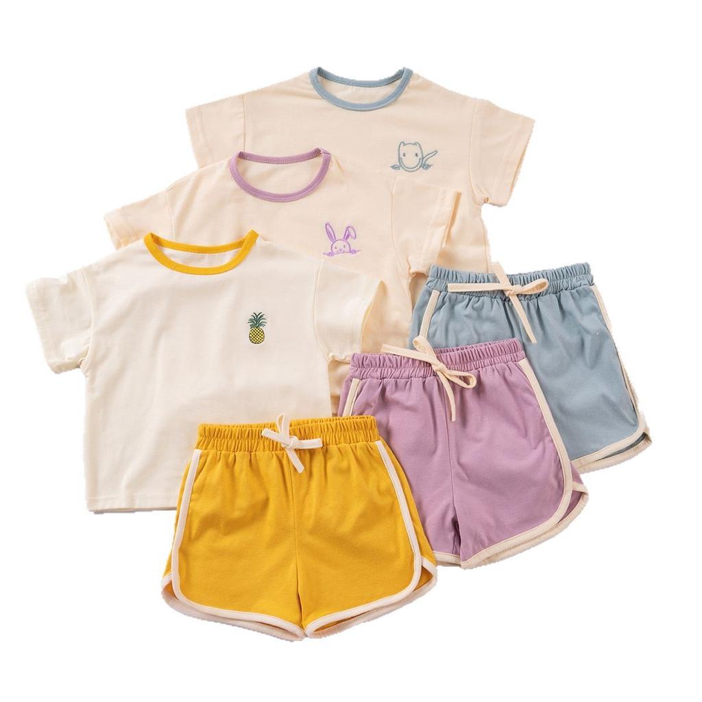 Jungen und Mädchen Kurzarm-Shorts Süßes Cartoon-Muster Lässiges Set 2025 Sommer Kinder Mode Set