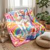Rainbow Unicorn Fantasy Theme Blanket Lightweight Warm Flannel Blanket Decorative Throw Blanket for Home Decoration