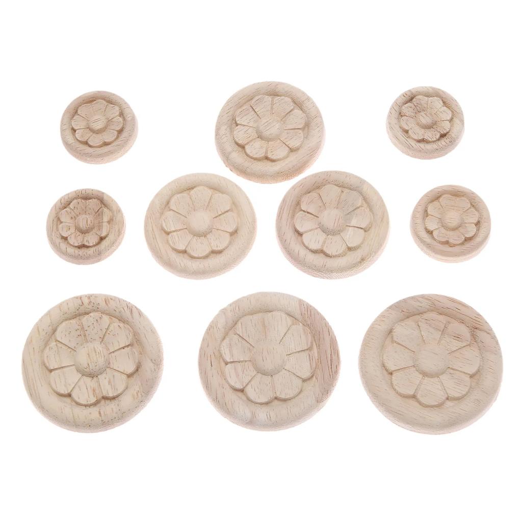 2 Pcs 4cm/5cm/6cm Wood Carved Corner Appliques Frame Furniture Wall Doors Woodcarving Decal Decorative Wooden Figurines Crafts