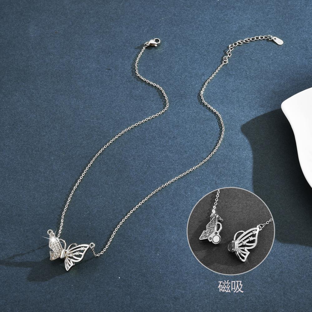 

Necklace Butterfly Elegant For Women With Stunning Diamond Accents And Unique Design серебряный