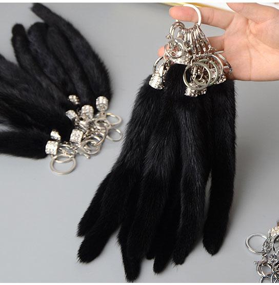 Mink Fur Keychain Mink Tail Keychain Real Mink Fur Bag Charm Natural Fur Toy 100% Genuine Natural Fur Keyring Ms.Minshu Brand