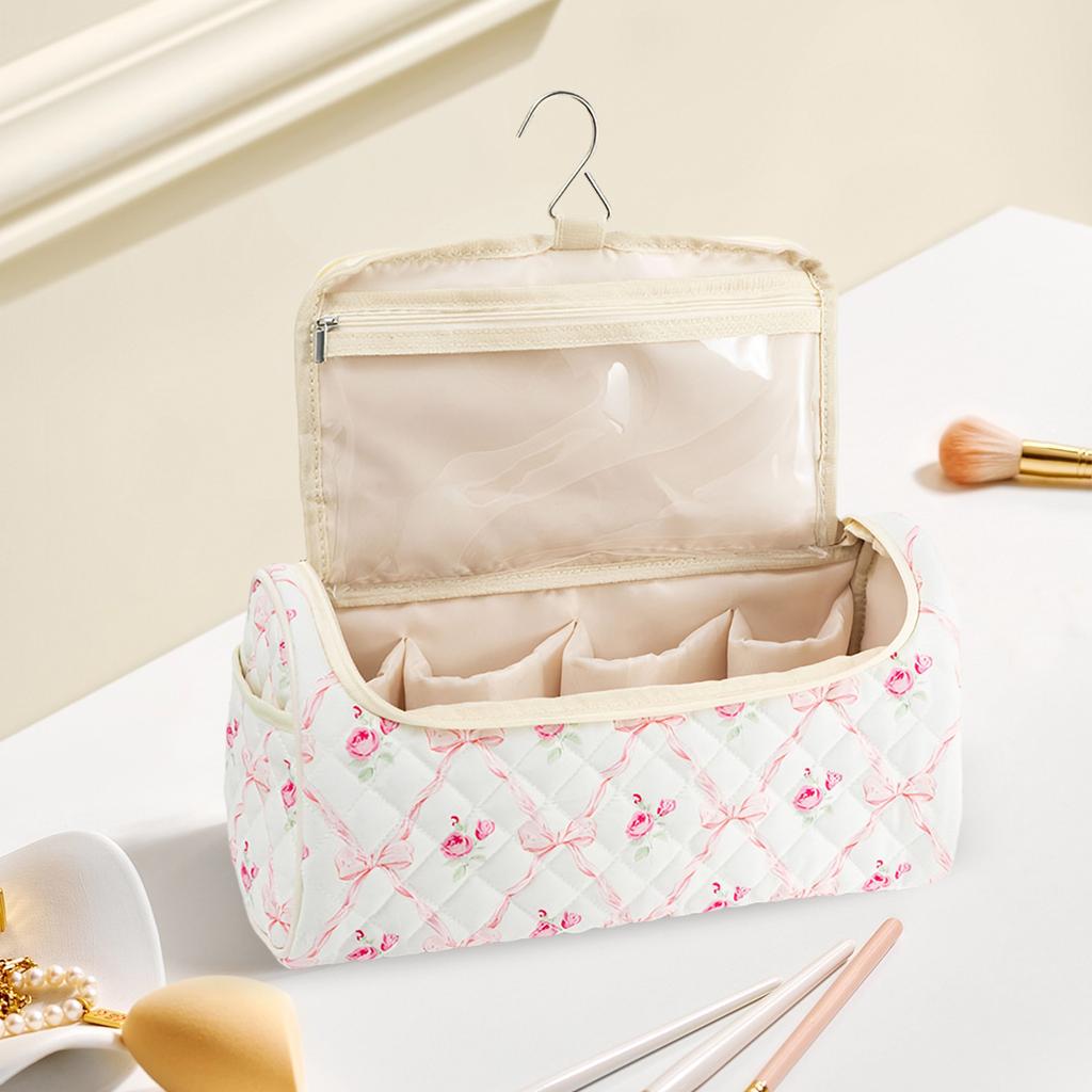Floral Carrying Bag with Hanging Hook Dustproof Travel Organizer Cute Portable Storage Case for Hair Dryer and Attachments