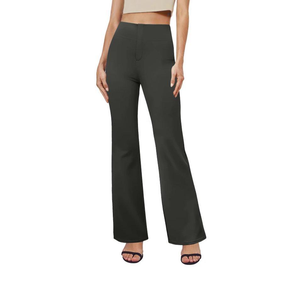 Women's High Waist Flare Pants Solid Color Casual Bootcut Trousers with Stretch