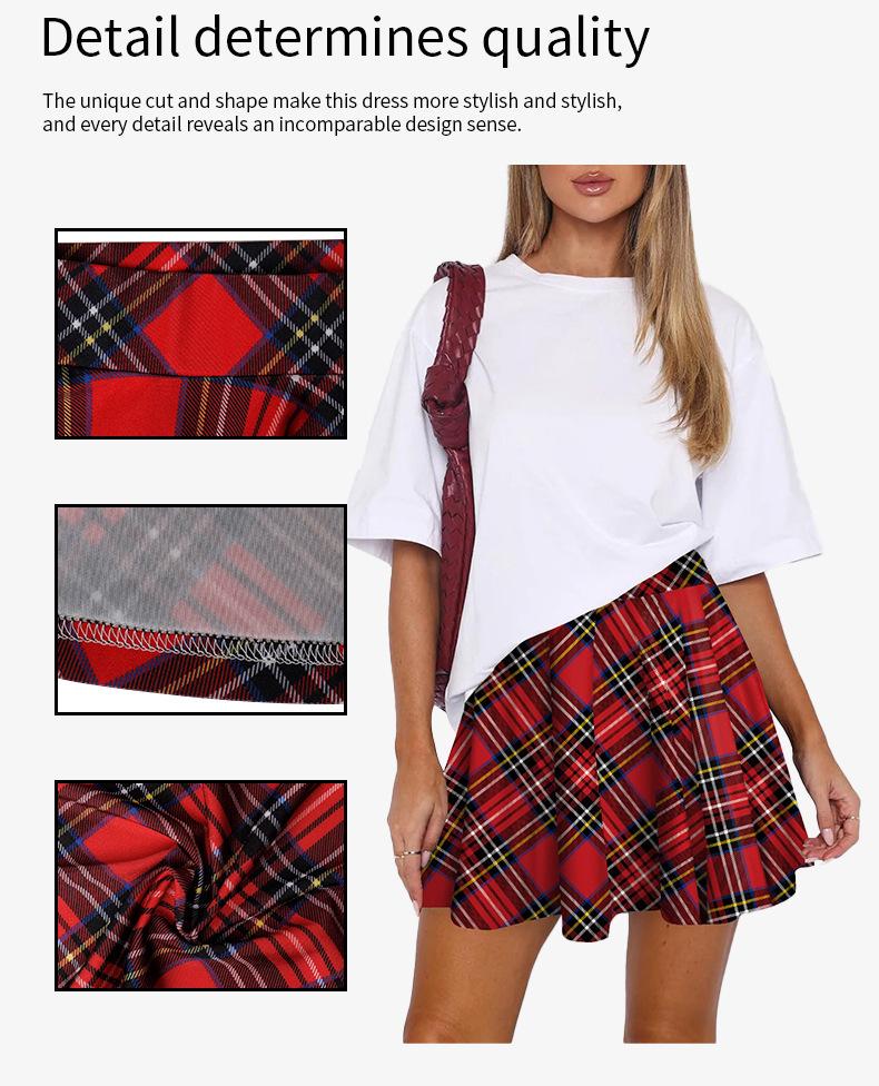 European & American Style Plaid Pleated Milk Silk Cheerleader Skirt