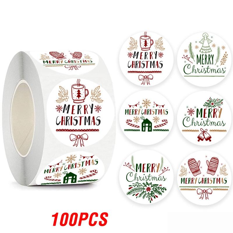 100-500Pcs High-Quality Merry High-Quality Christmas High-Quality Gift High-Quality Decorative High-Quality Stickers High-Quality Round High-Quality