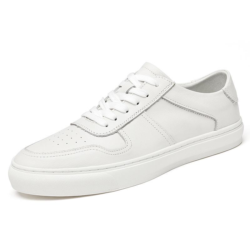 Plus Size Men s Summer Breathable White Cowhide Casual Sneakers 42