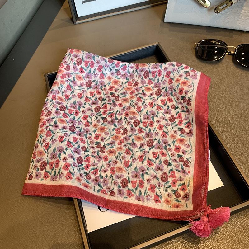 70 Square Scarf Neck Protection Scarf Spring And Autumn Retro Silk Scarf Women'S Fashion Versatile High-End Semi-Circular Printing Scarf Silk Scarf