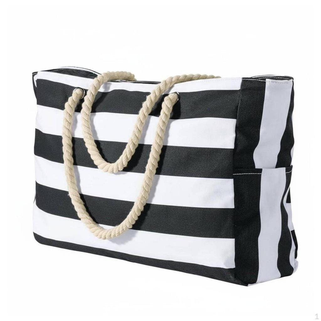Large Coastal Tote Bag Waterproof Women's Beach Lightweight Rope Handle Carryall for Families,