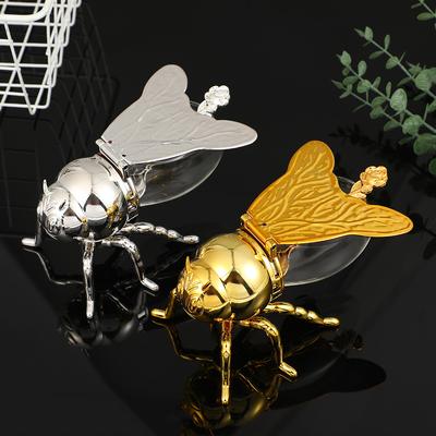 Vintage Bee Design Sugar Jar with Spoon - Alloy Storage Container for Coffee, Home Kitchen Office Decor | Creative Luxury Style