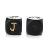 12mm 10Pcs Silicone Black+Gold Letters Beads English Alphabet Letter Beads for Baby Teething Teethers Shower Gifts BPA Free