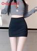 Classic Black High Waist Bodycon Skirt With Stretch Fabric For Office Wear