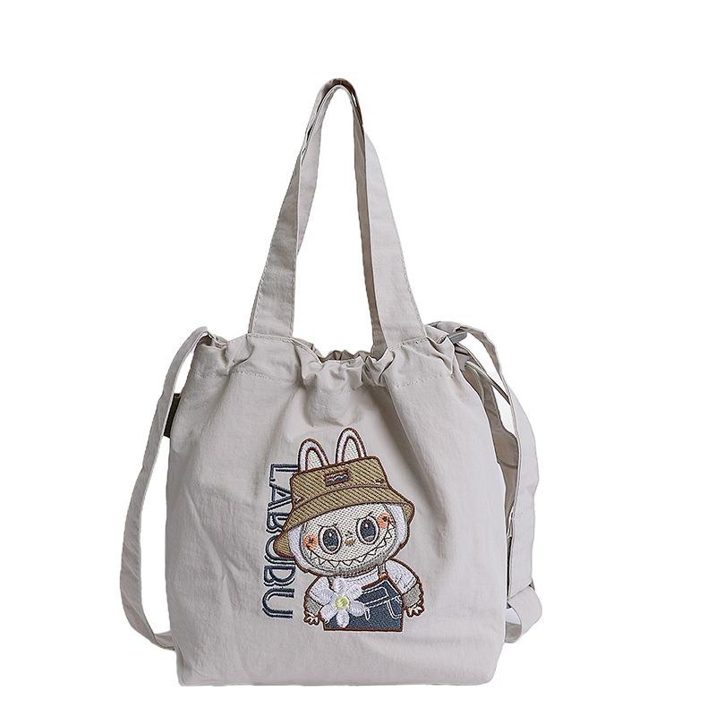 Cute cartoon canvas bag handbag new large capacity shoulder messenger bag student high value shopping bag