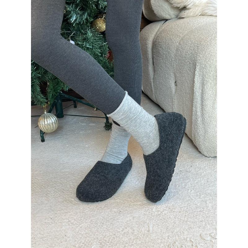 Year round head flat-soled Birkenstocks shoes woolen plush warm cotton shoes lazy thick-soled fluffy shoes