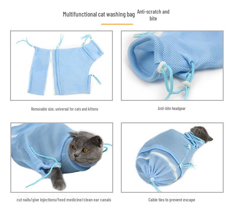 

Сумка для купания и груминга кошек - Утолщенная, Защита от укусов, Защита от царапин для легкой стрижки когтей и купания Thickened Cat Washing Bag - Fourth Generation