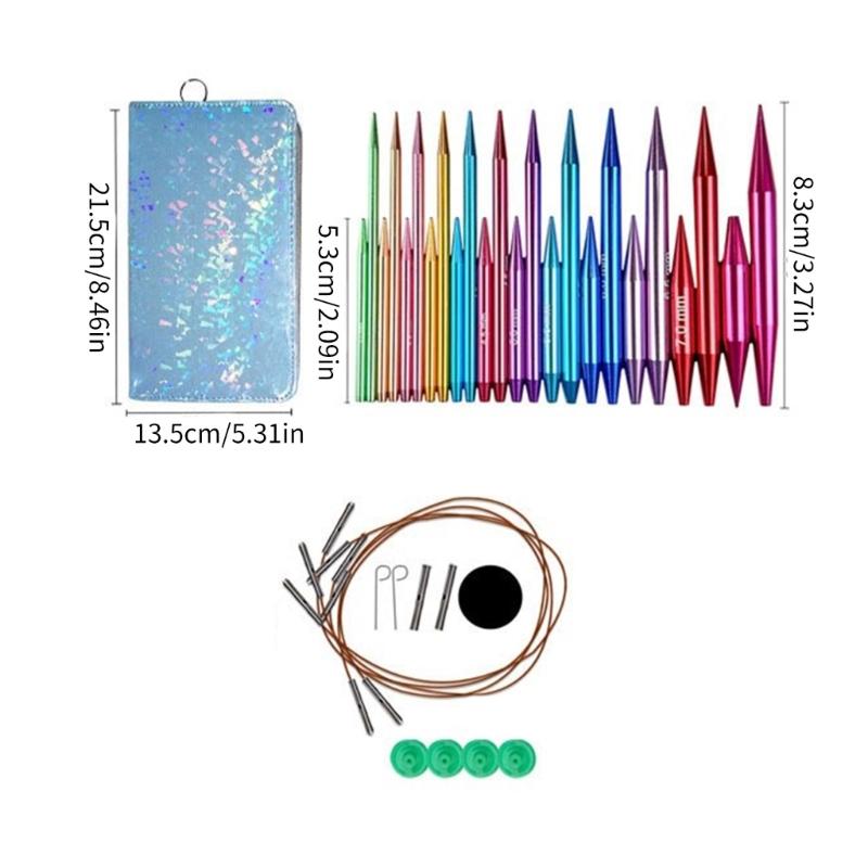 Metal Circular Knitting Needle Set Interchangeable Crochet Hook Crochet Needle Knitting Art Tool for Crocheting