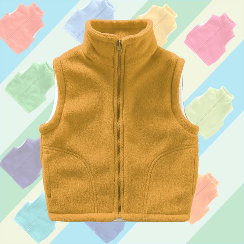 Kids' Fleece Vest for Boys & Girls, Thick Outerwear for Spring To Winter, Kindergarten Uniform with Logo Print