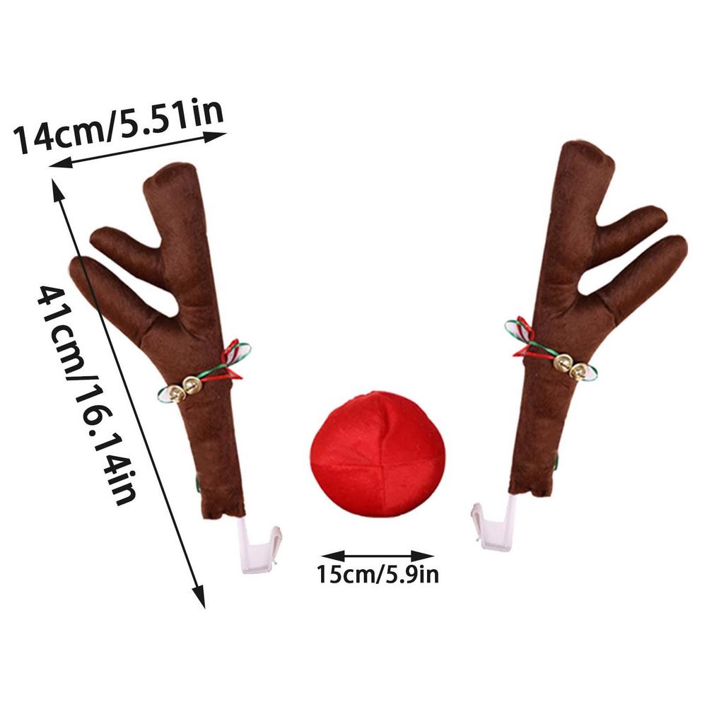 Reindeer Decoration Elk Antler Car Vehicle Nose Horn Costume Decor Set Rudolph Christmas Reindeer Antlers Red Nose Ornaments 1PC