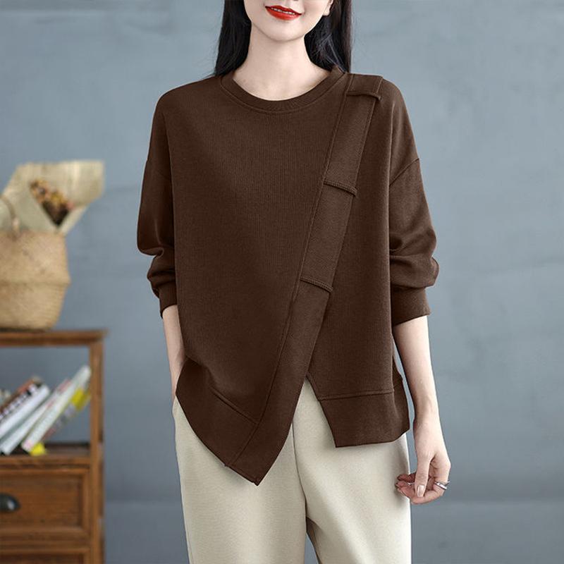 ZANZEA Women Casual Round Neck Long Sleeve Pullover Sweatshirts