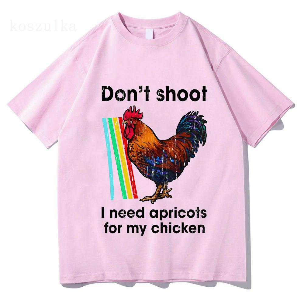 Nicht schießen, ich brauche Aprikosen für mein Hühnchen Arc Raiders Scrappy T-Shirt Hahn Grafik T-Shirts Baumwolle Kurzarm Locker T-Shirts