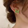 High-end Feeling, Fresh and Gradual Change, Ear Clips, Green Crystal Butterfly Earrings, Niche Design Feeling, Earrings Without Ear Clips