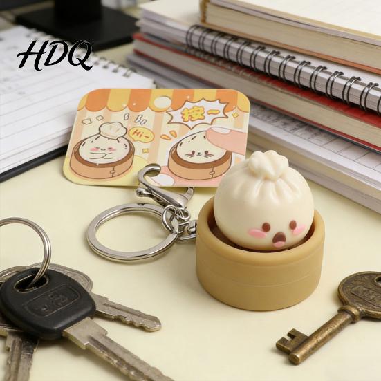 Keychain Pendant 1/2/3Pcs Stress Relief Toy Mini Steamer Bun School Bag Decoration Soft Elastic Squeeze Decompression