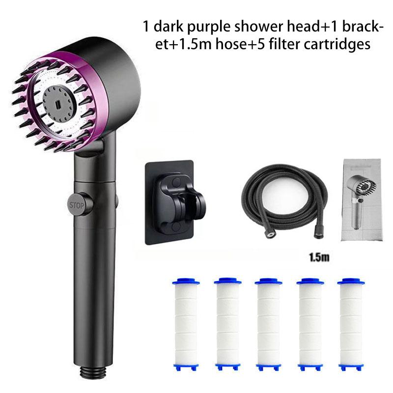 Portable Shower Filter Head Massage Three Modes of Water Output One Click Water Stop Showers for Bathroom Showerhead Accessories