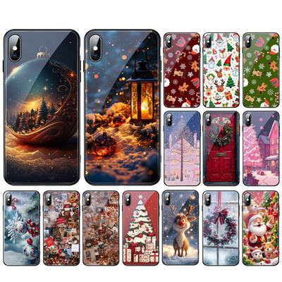 Christmas Deer Tree Glass Phone Case For Samsung S25 S24 S23 S22 Ultra S24 Plus A55 A16 A54 A15 A56 A36 S25 FE