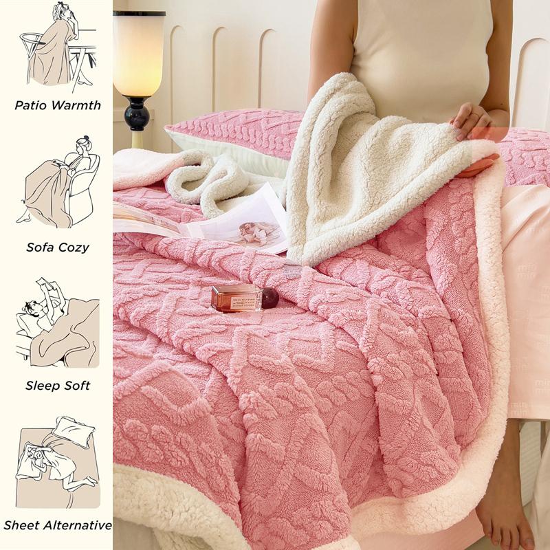 Super Soft Throw Blanket Premium Flannel Fleece 3D Jacquard Lightweight Bed Blanket Fluffy Cozy Blanket for Couch, Sofa, Chair