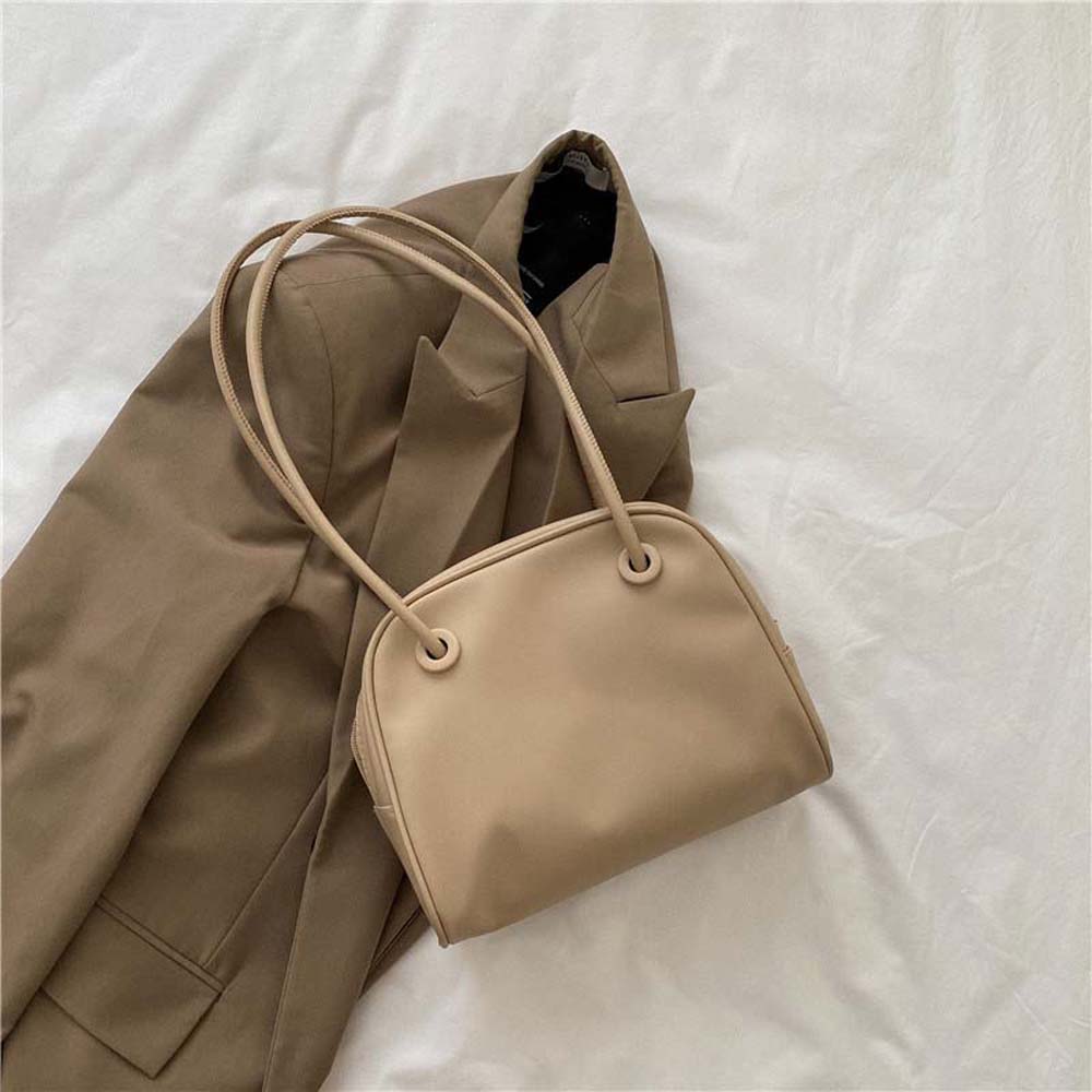 Elegant Soft PU Tote Bag Large Capacity Solid Color Shoulder Bag Classic Square Underarm Bag Daily