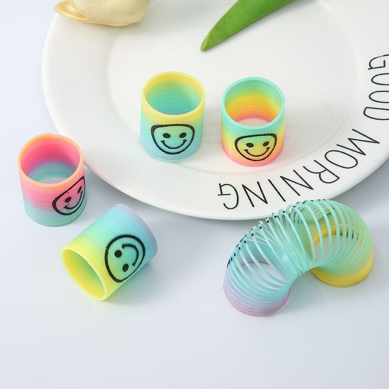 Colorful Gradient Face Magic Spring Fidget Toy Mini Plastic Coil Spring Kids Sensory Stress Relief Toy Party Gift
