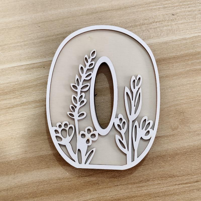 26pcs Wooden Alphabet Letters Wall Decor Set, Engraved Floral Pattern, Home Craft Ornaments, Elegant Display for Living Room