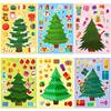 6 Sheets Christmas Tree Stickers Make A Christmas Tree Sticker Sheets for Kids DIY Handcrafts Kids Christmas Party Game Gifts