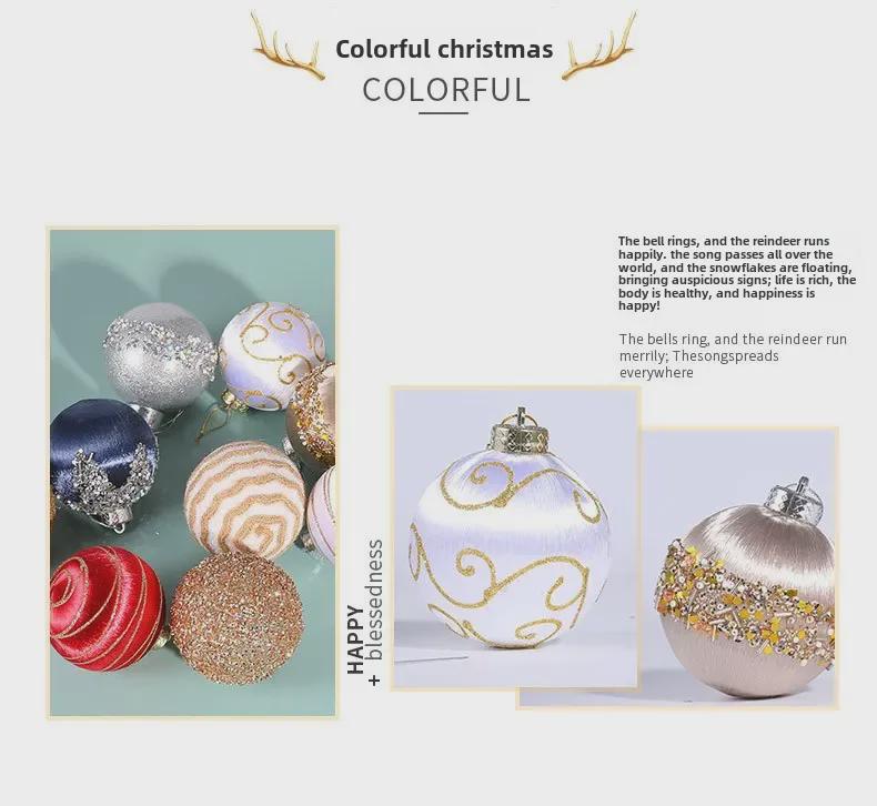 8cm 3D Silk Thread Christmas Ornaments - Set of 9 Foam Balls