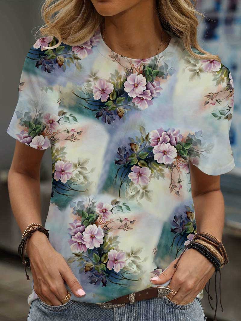 

Летние футболки с 3D-принтом «Цветочная бабочка», женская уличная одежда, повседневная мода Y2k, футболка с коротким рукавом, футболки с круглым вырезом, топы, одежда 3XL