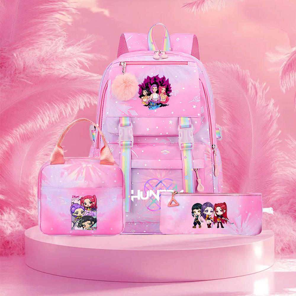 K-Pop Witch Hunters Cartoon Printed Student Pencil Bag Lunch Bag Three-Piece Backpack