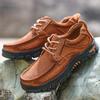Fashion Spring and Summer Outdoor Sports Men Hiking Leather Shoes Breathable Top Layer Cowhide Casual Leather Shoes