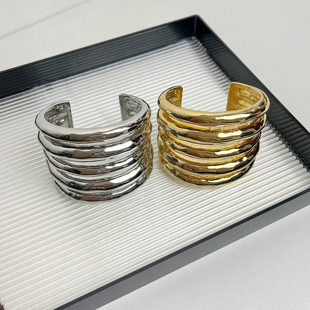 Multi-Layer Wide Hollow Coil Metal Bracelet Women's Personality Exaggerated Bracelet Simple Fashion Jewelry Accessories