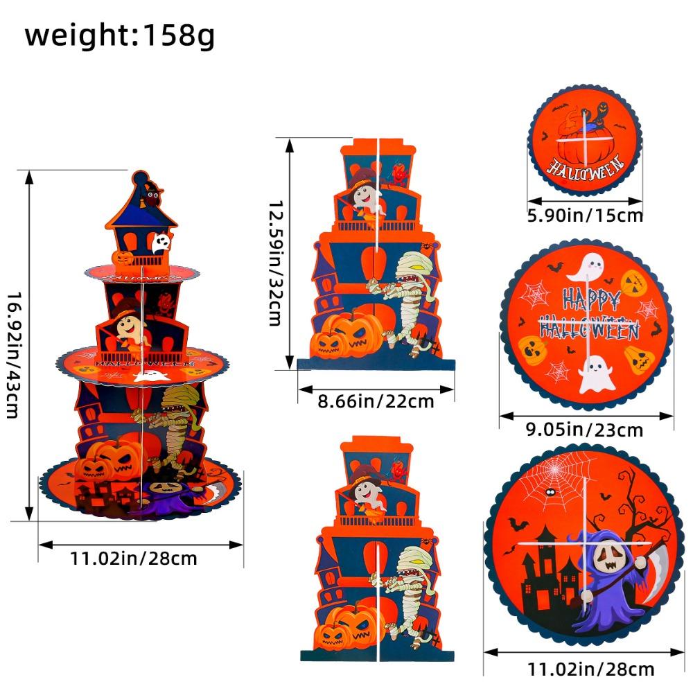 New Hand-Folded Cake Stand 3D Paper Three-Tier Snack Rack Party Supplies Halloween