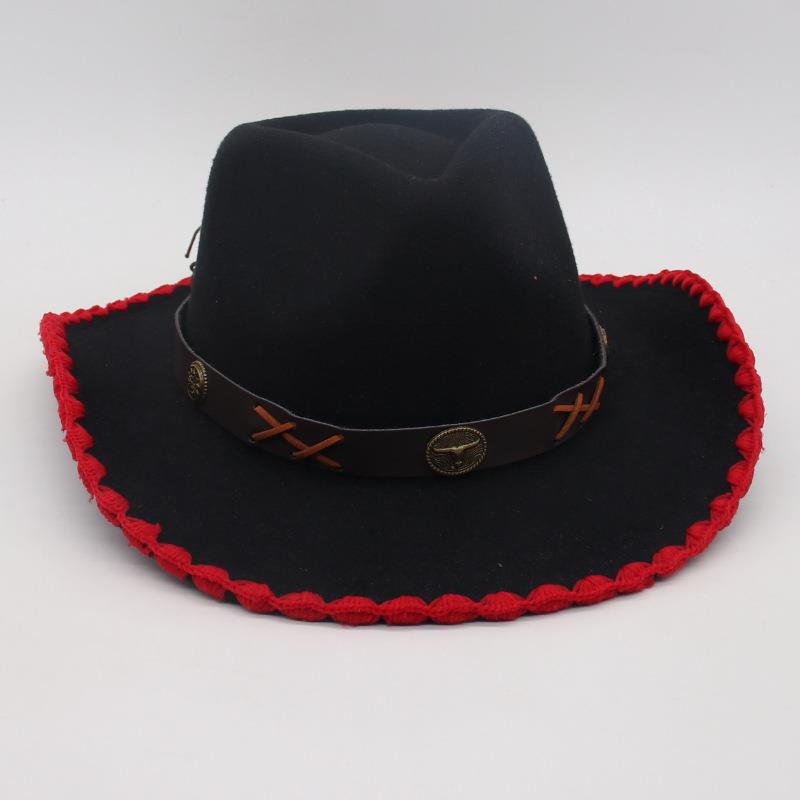 Tibetan Vacation Hemming Top Hat Men'S And Women'S Hat Cowboy Hat Simple Ethnic Style Jazz Hat