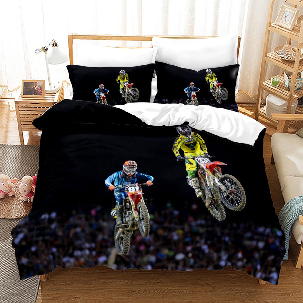 3D Racing Bedding Set King Queen Down Duvet Cover Pillowcase 2/3pcs Motocross Bed Cover Boys Men Home Textile Gift